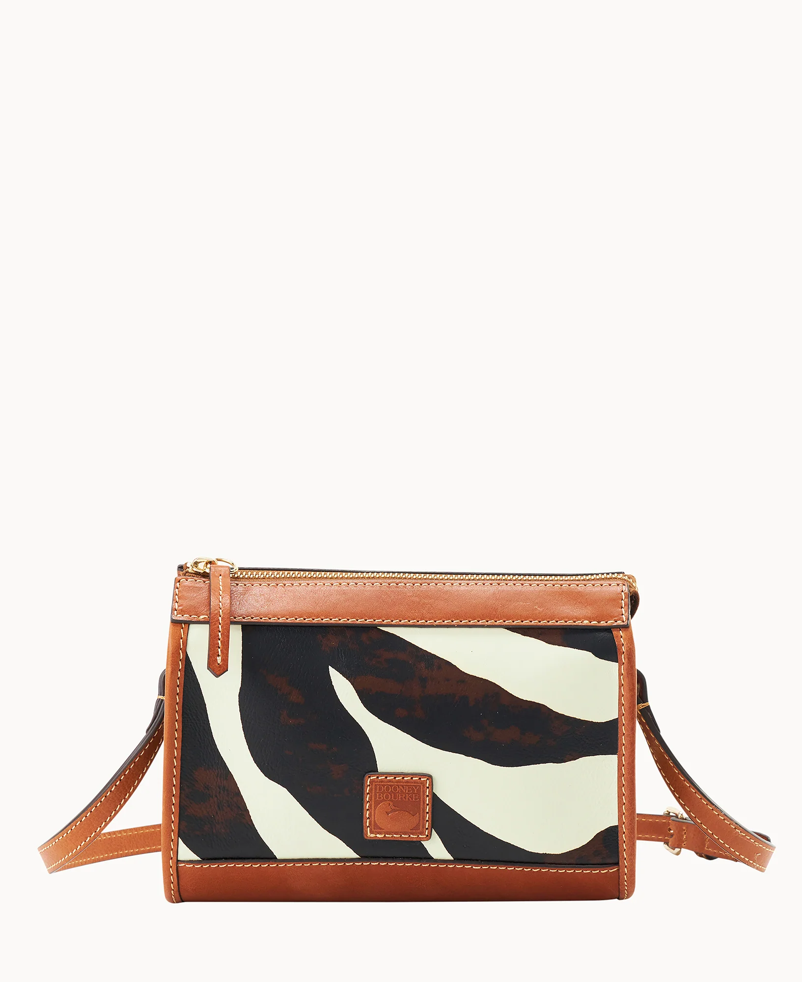 Zebra Leather Zip Crossbody